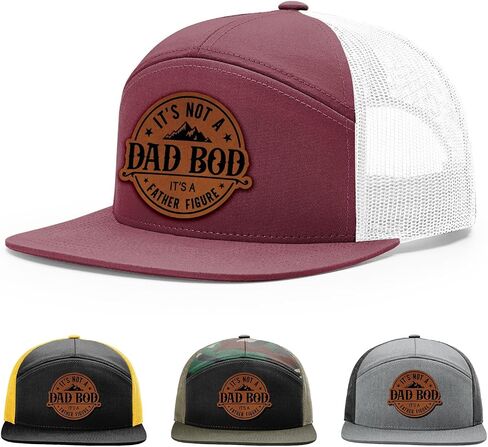 It's Not a Dad Bod It's a Father Figure Hat, 168 Style Trucker Leather Patch Hat for Men & Women, 7 Panel Baseball Cap with Snapback Enclosure in Saudi Arabia