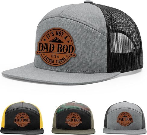 It's Not a Dad Bod It's a Father Figure Hat, 168 Style Trucker Leather Patch Hat for Men & Women, 7 Panel Baseball Cap with Snapback Enclosure in Saudi Arabia