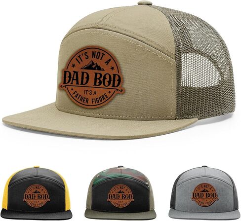 It's Not a Dad Bod It's a Father Figure Hat, 168 Style Trucker Leather Patch Hat for Men & Women, 7 Panel Baseball Cap with Snapback Enclosure in Saudi Arabia