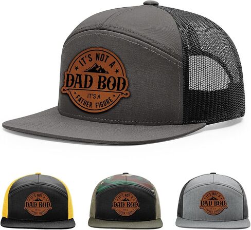 It's Not a Dad Bod It's a Father Figure Hat, 168 Style Trucker Leather Patch Hat for Men & Women, 7 Panel Baseball Cap with Snapback Enclosure in Saudi Arabia