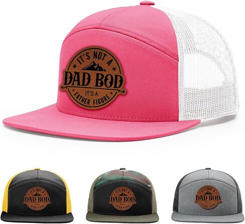 It's Not a Dad Bod It's a Father Figure Hat, 168 Style Trucker Leather Patch Hat for Men & Women, 7 Panel Baseball Cap with Snapback Enclosure in Saudi Arabia