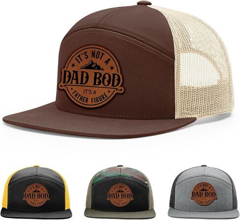 It's Not a Dad Bod It's a Father Figure Hat, 168 Style Trucker Leather Patch Hat for Men & Women, 7 Panel Baseball Cap with Snapback Enclosure in Saudi Arabia