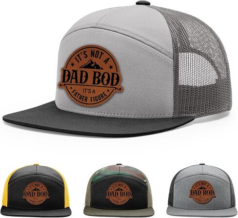 It's Not a Dad Bod It's a Father Figure Hat, 168 Style Trucker Leather Patch Hat for Men & Women, 7 Panel Baseball Cap with Snapback Enclosure in Saudi Arabia