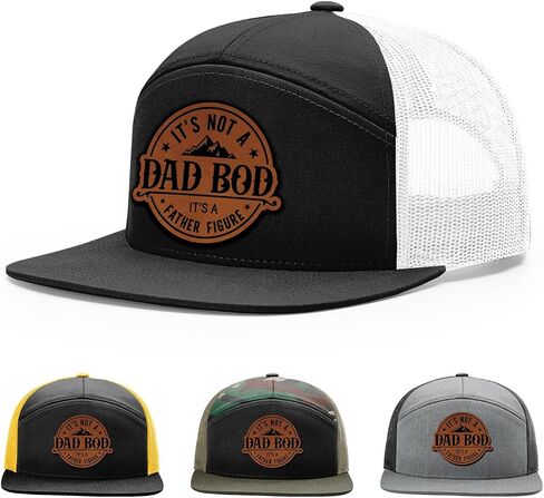It's Not a Dad Bod It's a Father Figure Hat, 168 Style Trucker Leather Patch Hat for Men & Women, 7 Panel Baseball Cap with Snapback Enclosure in Saudi Arabia