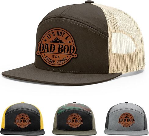 It's Not a Dad Bod It's a Father Figure Hat, 168 Style Trucker Leather Patch Hat for Men & Women, 7 Panel Baseball Cap with Snapback Enclosure in Saudi Arabia
