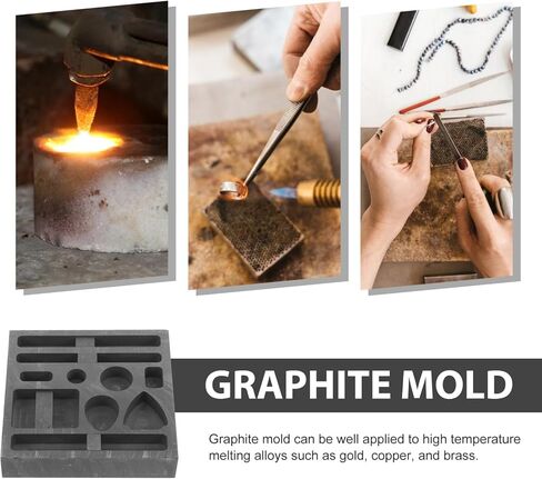 Operitacx Graphite Molds for Casting Metal, 10-in-1 Graphite Ingot Mold for Melting Jewelry Gold Silver Brass Zinc Aluminum in Kuwait