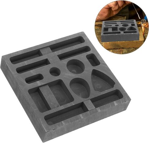 Operitacx Graphite Molds for Casting Metal, 10-in-1 Graphite Ingot Mold for Melting Jewelry Gold Silver Brass Zinc Aluminum in Kuwait