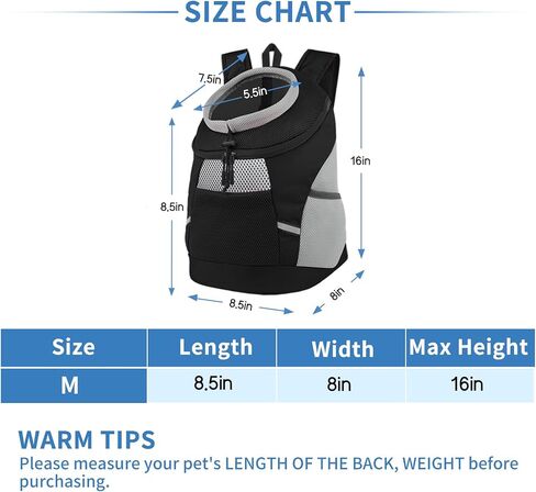 SMONT Dog Backpack Carrier Pet Lightweight Dog Carrier Backpack Small Dog Front Backpack Breathable Dog Carriers for Small Dogs with Safety Belt for Outdoor Hiking Travel Use M (7-14 lbs) Black in Saudi Arabia