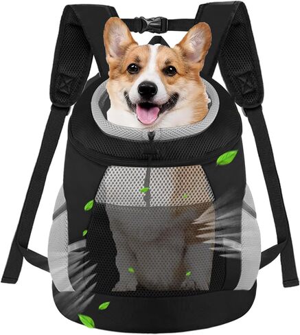 SMONT Dog Backpack Carrier Pet Lightweight Dog Carrier Backpack Small Dog Front Backpack Breathable Dog Carriers for Small Dogs with Safety Belt for Outdoor Hiking Travel Use M (7-14 lbs) Black in Saudi Arabia