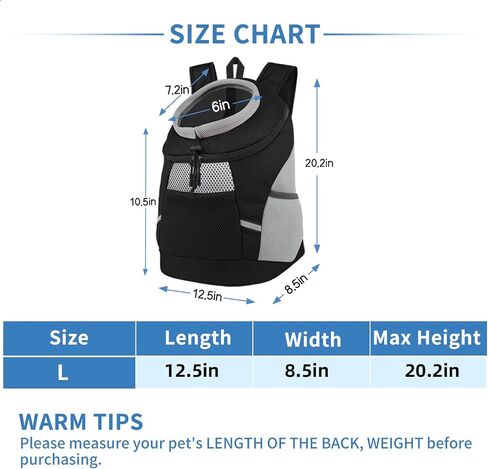 SMONT Dog Backpack Carrier Pet Lightweight Dog Carrier Backpack Small Dog Front Backpack Breathable Dog Carriers for Small Dogs with Safety Belt for Outdoor Hiking Travel Use M (7-14 lbs) Black in Saudi Arabia