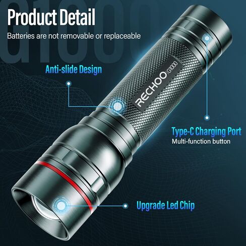 Rechargeable Flashlights High Lumens, G1000 Super Bright Flash Light, Small Zoomable LED Flashlight with 3 Lighting Modes, Portable Tactical Flashlight for Camping Essentials (Battery Included)-Green in Saudi Arabia