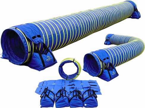 20' Heavy Duty Dog Agility Tunnel with 2 Sets of Tiedown System, Competition & Training, Multiple Colors, 2 Lengths (Blue) in Saudi Arabia