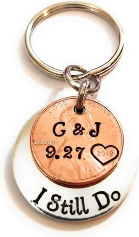 I Still Do, Lucky Copper Penny Charm, Heart Stamp, Anniversary Gift Years 1950-2025, Love Gift, Gift for Wife, Gift for Husband in Saudi Arabia