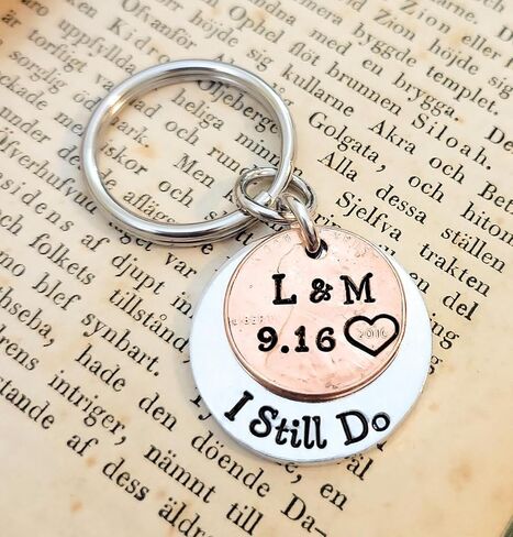 I Still Do, Lucky Copper Penny Charm, Heart Stamp, Anniversary Gift Years 1950-2025, Love Gift, Gift for Wife, Gift for Husband in Saudi Arabia