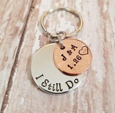 I Still Do, Lucky Copper Penny Charm, Heart Stamp, Anniversary Gift Years 1950-2025, Love Gift, Gift for Wife, Gift for Husband in Saudi Arabia