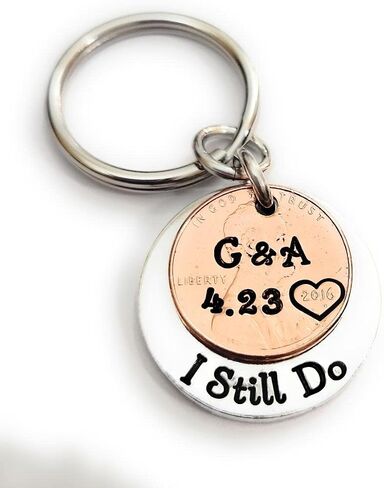 I Still Do, Lucky Copper Penny Charm, Heart Stamp, Anniversary Gift Years 1950-2025, Love Gift, Gift for Wife, Gift for Husband in Saudi Arabia