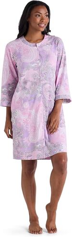 Miss Elaine Women's Interlock Knit Robe, Snap Front and Short Sleeves, Two Front Pockets, Sleepwear and Loungewear in Kuwait