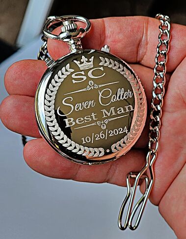 engraved pocket watch, Men's personalized gifts, Wedding, Graduation, Anniversary gift watch for him, laser engraved. (Rose Gold) in Saudi Arabia