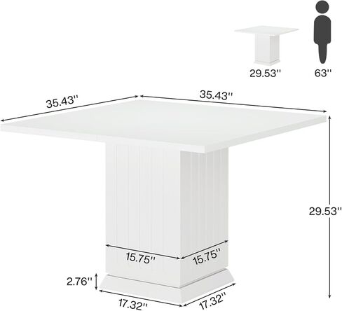 طاولة مؤتمرات Square Square ، طاولة اجتماعات تجارية بيضاء صغيرة 35.4 بوصة لقاعة اجتماعات المكتب in Kuwait