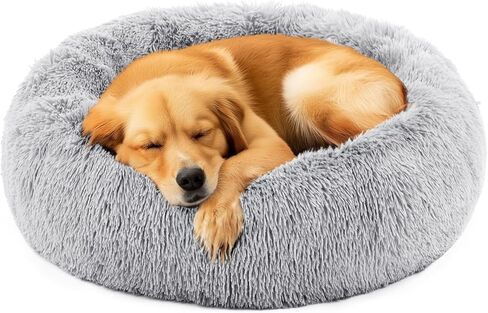DUMOS Donut Dog Bed, Washable Dog Couch Bed with Removable Cover, Waterproof Pet Bed for Small Size Dogs, Memory Foam Pet Bed Non-Slip Base, Gray in Kuwait