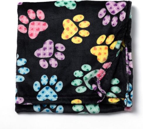 Pet Dog Cat بطانية Ultra Soft Fleece Fleece Paw Print Machine قابلة للغسل لدقة صناديق أسرة السفر (Symphony Purple Paw ، كبير) in Saudi Arabia