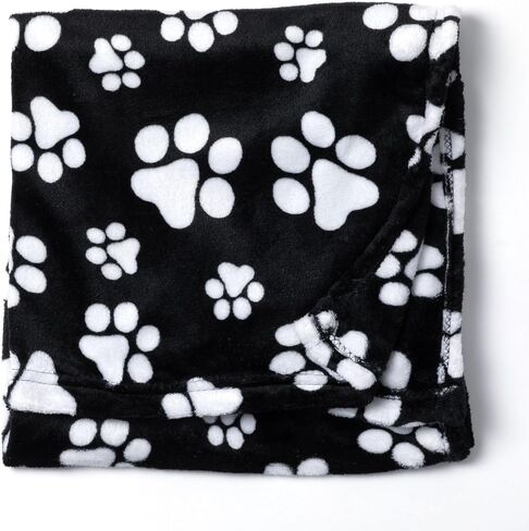 Pet Dog Cat بطانية Ultra Soft Fleece Fleece Paw Print Machine قابلة للغسل لدقة صناديق أسرة السفر (Symphony Purple Paw ، كبير) in Saudi Arabia