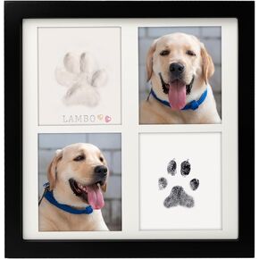 MYPAWLETS Ink & Clay Paw Print Kit for Dog Cat,Clean-Touch Ink Pad & Soft Clay,Pet Paw Print Impression Kit Large Area,Keepsake Frame for 1-2 Pets,Cat/Dog Gifts