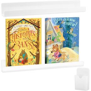2 Pcs Magnetic Book Shelf for Whiteboard - 17 Inch, Reusable Metal Magnetic Bookshelf, Holds 12 Lbs, Magnetic Book Displays for Classrooms and Children's Rooms (Black)