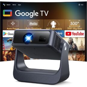 【Buit-in Google TV & Voice Control】 جهاز عرض ذكي مع WiFi 6 و Bluetooth ، و 4K دعم أجهزة العرض في الهواء الطلق متوافقة مع Netflix/Prime Video/YouTube ، Auto Focus Home Proyector 180 °