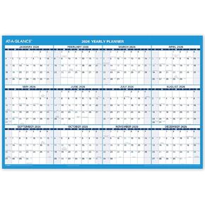AT-A-GLANCE 2026 Erasable Calendar, Dry Erase Wall Planner, 36" x 24", Large, Yearly, Horizontal/Vertical, Seasons in Bloom (PM200P2826)