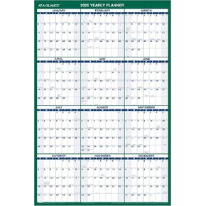 AT-A-GLANCE 2026 Erasable Calendar, Dry Erase Wall Planner, 24" x 36", Large, Vertical, Reversible (PM2102826)