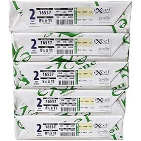 8.5 x 11 Excel One Carbonless Paper, 2 Part Reverse (Bright White/Canary), 1250 Sets, 2500 Sheets, 5 REAMS