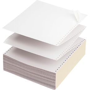 KDM 8821400, 2 Part Color Carbonless Dot Matrix Computer Paper 9-1/2'' X 11'' White/Canary, 1400/Carton