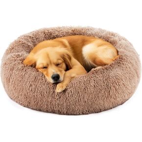 DUMOS Donut Dog Bed, Washable Dog Couch Bed with Removable Cover, Waterproof Pet Bed for Small Size Dogs, Memory Foam Pet Bed Non-Slip Base, Gray
