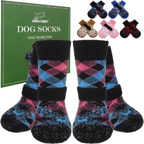 EXPAWLORER Dog Socks for Hot Pavement to Prevent Licking Paws, Anti Slip Doggie Booties Grippy Shoes for Hardwood Floors, Boots & Paw Protectors for Small Medium Large Senior Dogs Khaki M