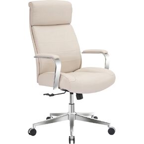 Realspace® Modern Comfort Modee Vegan Leather High-Back Executive Office Chair, Sand/Chrome, BIFMA Compliant