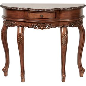Touch of Class Traditional Delegato II Natural Cherry Classic Wooden Console Table - Handcrafted Wood - Victorian Style - Decorative Regal Furniture - Half Circle Moon Shape - Elegant Display