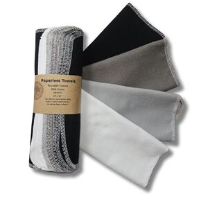Paperless Towels, 12-12" X 10" Washable Paper Towels, Reusable Paper Towels, 100% Cotton (Blues)