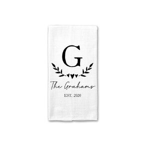 Custom Waffle Weave Dish Towel | Personalized Kitchen Towel | Housewarming Gift | Wedding Shower | Personalized Tea Towel | Hostess Gift | Engagement Present