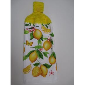 Crocheted FULL Towel Lemons, Lemons, Lemons Kitchen Towel with Bright Yellow Yarn