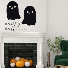 Halloween Decorations – Two Ghost Silhouette Decal with Vinyl Lettering: ‘Happy Halloween’