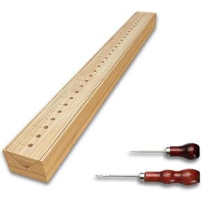 Bamboo Book Binding Cradle with 2 Awls Wood Bookbinding Punching Cradle with Piercing Guide Portable Book Binding Tools Book Binding Kits Bookbinding Supplies for Book DIY Crafts