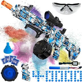 Electric Gel Ball Blaster, High Speed Automatic Splatter Ball Blaster with 60000+ and Goggles, Rechargeable Splatter Ball Toys for Outdoor Activities Shooting Game Party Favor- Blue