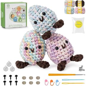 Crochet Animals Crochet Kit for Beginners with Beginner Yarn, Amigurumi Crochet Kits for Starters Knitting Kit, Beginner Crochet Crafts for Adults with Step-by-Step Video Guides for Teacher Gifts