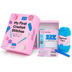Everything Crochet Stitches Card Deck for Beginners - Learn to Crochet Kit for Adults, Kids & Newbies - 25 Stitch Cards with Step-by-Step Video Tutorials - Crochet Stitch Dictionary & Complete Course