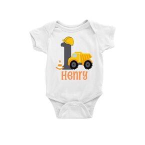 Construction Birthday Shirt Personalized Boys Dump Truck Tee 1st Bday Bodysuit I'm One And Digging It Baby Boy First Outfit