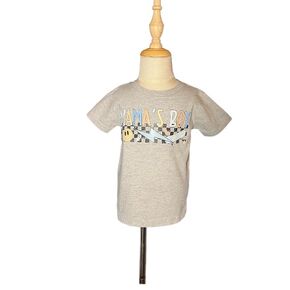 Toddler Shirt with Mama's Boy, Checkered Background, Smiley Emoji, Lightning Bolt, Gray (5T)