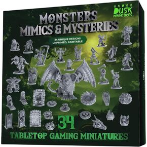 Underdusk: Monsters, Mimics, & Mysteries - 34 Unpainted Miniatures for D&D & Tabletop Gaming | Frightful Creatures and Disguised & Monstrous Mimics with Stat Blocks