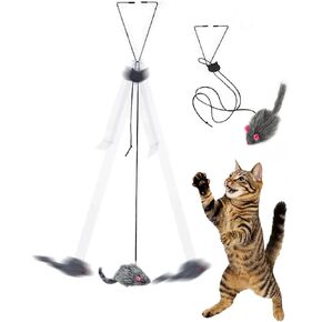 اللعب الذاتي معلق DOOR Cat Mouse Toy - ألعاب القطط التفاعلية للقطط الداخلية - تمرين الصيد الممتع للقطط البالغة بالملل - Top Top Cat Toy للعب في الأماكن المغلقة