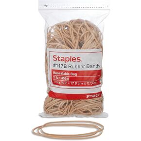 Staples Rubber Bands, #33 Band Size, 1mm Thickness, Resealable Storage Bag, 700-Pack, Beige